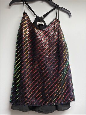 Grace Karin Girls' Black Dress with Rainbow Sequin Diagonals